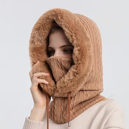 Knitted Fleece Winter Scarf Mask for Cold Weather