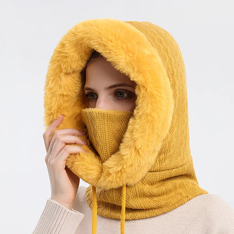 Knitted Fleece Winter Scarf Mask for Cold Weather