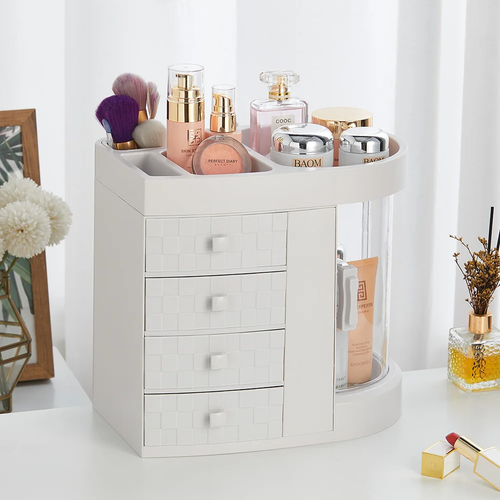 Rotating Makeup Organizer With Drawers for Cosmetics