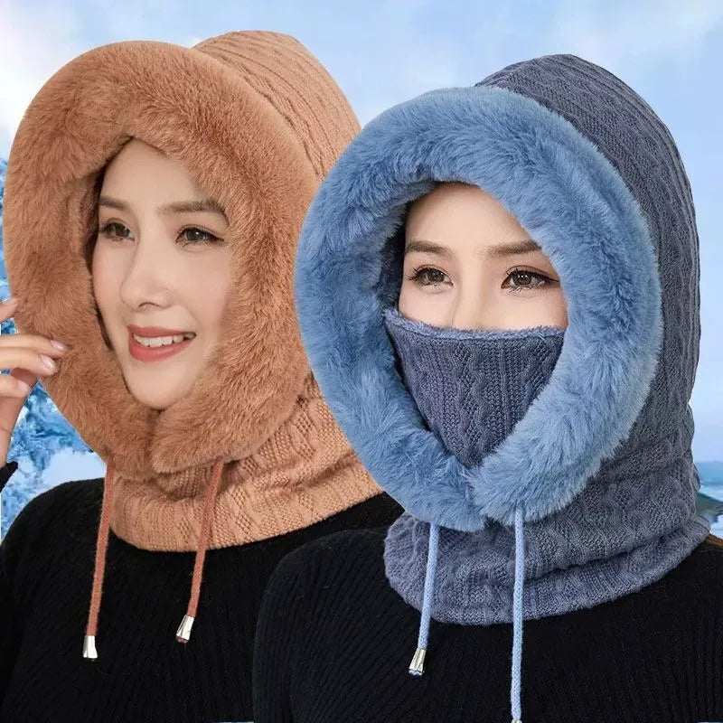 Knitted Fleece Winter Scarf Mask for Cold Weather