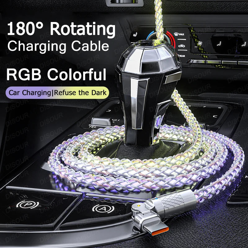 120W RGB Fast Charging Cable USB-C Power Cord