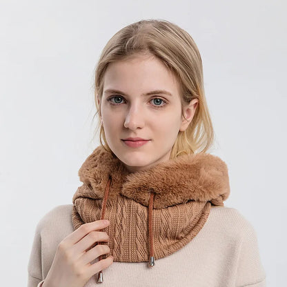 Knitted Fleece Winter Scarf Mask for Cold Weather