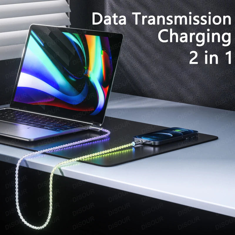 120W RGB Fast Charging Cable USB-C Power Cord