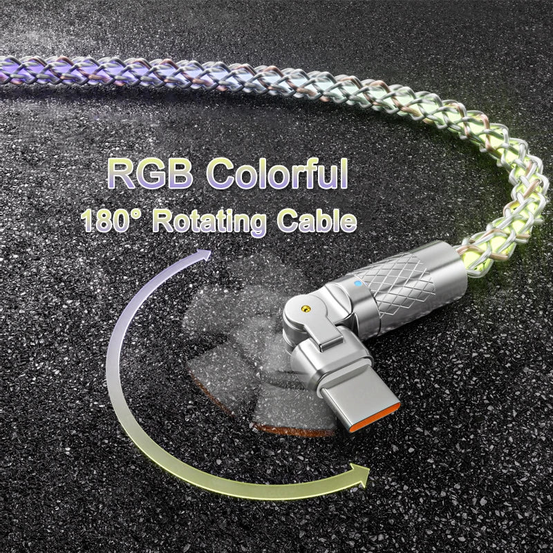 120W RGB Fast Charging Cable USB-C Power Cord
