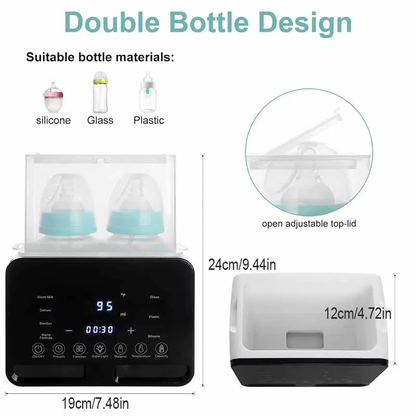 Digital Dual Baby Bottle Warmer with double bottle design and user-friendly controls for efficient warming.