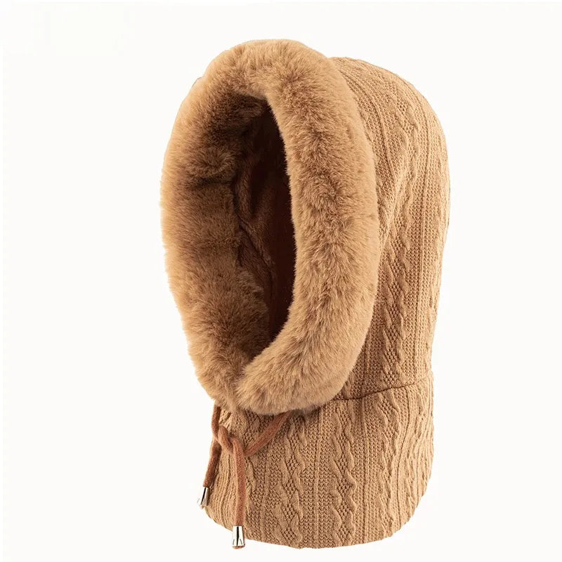 Knitted Fleece Winter Scarf Mask for Cold Weather