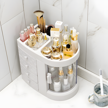 Rotating Makeup Organizer With Drawers for Cosmetics