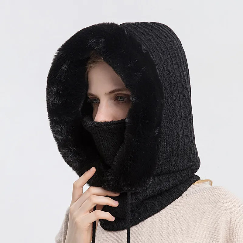 Knitted Fleece Winter Scarf Mask for Cold Weather