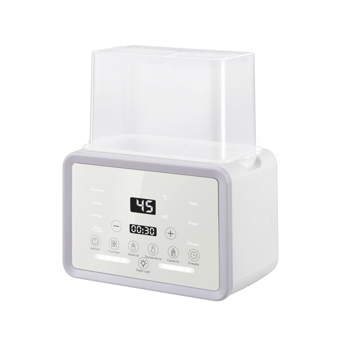 Digital Dual Baby Bottle Warmer with dual heating compartments and digital display for easy feeding time.