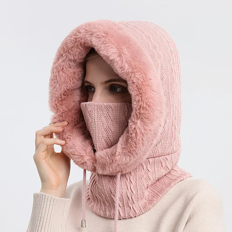 Knitted Fleece Winter Scarf Mask for Cold Weather