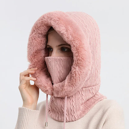Knitted Fleece Winter Scarf Mask for Cold Weather