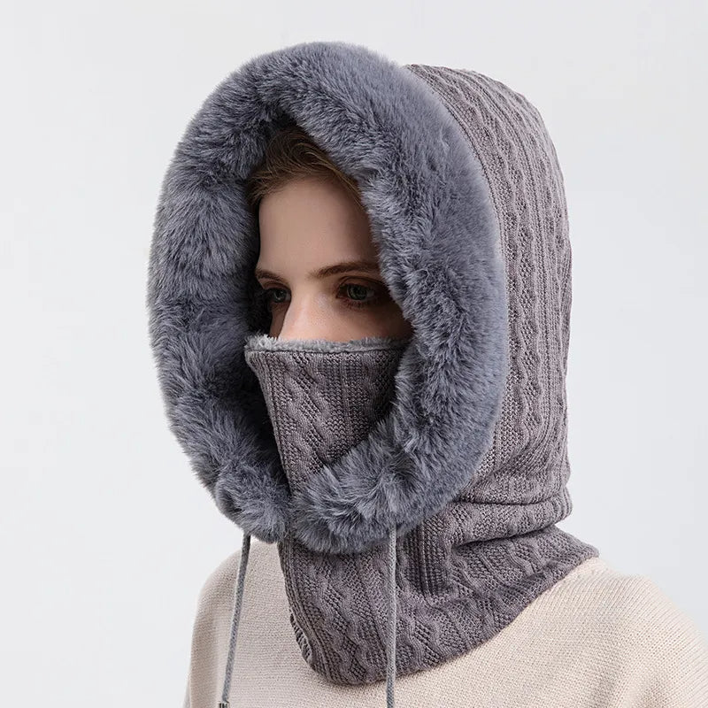 Knitted Fleece Winter Scarf Mask for Cold Weather